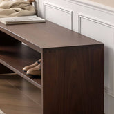 Natural wood bedroom bench with locker storage